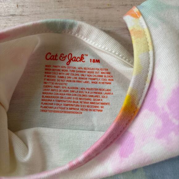Cat & Jack NWT Toddler Girls' Short Sleeve Dress Tie Dye with Bloomer Pants 18M - Picture 6 of 7